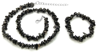 Turmalín čierny sekaný set - náhrdelník, náramok